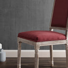Modway Court French Vintage Performance Velvet Dining Side Chair - Natural/Maroon-Dense Foam Padding