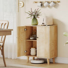 HOMCOM 23.6" L Vintage Storage Cabinet with Shelf - Chevron Doors - Natural Wood-Solid MDF frame with Pinewood legs for great stability