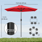 Outsunny Patio Umbrella with 6 Ribs - 7.5' - Wine Red-The vent on top helps maintain stability in windy conditions
