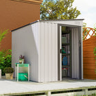 Outsunny Lean-to Outdoor Storage Shed with Foundation - 5' x 7' - White-Includes 2 extra hooks and 2 adjustable shelves 