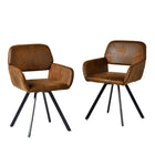 Homy Casa Swivel Office Reception Chairs - Suede Brown Fabric - 2 Pack-Ergonomic backrest provides excellent spine and lumbar support.