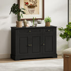 HOMCOM 45.3" L Sideboard Buffet Cabinet - Black-Equipped with adjustable shelves to accommodate items of various heights
