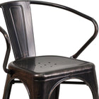 Flash Furniture Black-Antique Gold Metal Indoor-Outdoor Chair with Arms-Integrated Arms