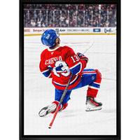Cole Caufield Canadiens Celebration - Framed Canvas - 22" x 31"-Premium canvas print with gallery-wrapped edges