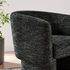 Modway Muse Boucle Fabric Barrel Accent Chair - Charcoal-Non-Marking Floor Glides