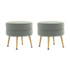 Manhattan Comfort Bailey 18.11" Mid-Century Modern Polyester Blend Upholstered Ottoman - Sage Green with Gold Legs - 2 Pack-Mid-Century Modern Ottoman Perfect for Living Room Use
