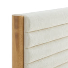 Modway Olea Channel Tufted Boucle Solid Wood Twin Platform Bed - Feather Oak-Assembly Required