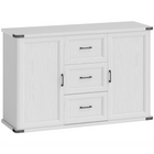 HOMCOM 47" Modern Sideboard Buffet Cabinet with Drawers & Storage Doors - White Wood Grain-Features two cabinets and three drawers, offering ample classified storage space