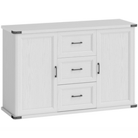 HOMCOM 47" Modern Sideboard Buffet Cabinet with Drawers & Storage Doors - White Wood Grain-Features two cabinets and three drawers, offering ample classified storage space