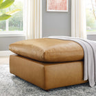 Modway Commix Down Filled Overstuffed Vegan Leather Ottoman - Tan-Density Foam Seat