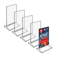 Azar Desktop/Countertop Top/Side Loading Acrylic Card Holder - Clear - 5 Pack (152792-SLV-5PK)-Sold in Packs of 5