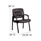 Flash Furniture Leather Executive Side Reception Chair with Black Metal Frame - Brown-Waterfall Seat Reduces Leg Strain
