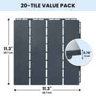 MotionGrey 4-Slat Interlocking Waterproof Outdoor Deck Tiles for Patio, Balcony and Garden - Black - 20 Piece Set-Interlocking format allows individual tiles to connect into a continuous surface