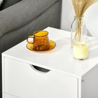 HOMCOM Modern Nightstand with 2 Drawers and Wood Legs - White-Materials: Particle Board, Pine Wood
