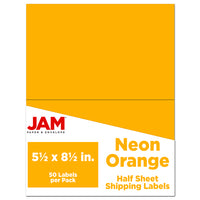 JAM Paper Shipping Labels, Half Sheet, 5.5 x 8.5, Neon Orange, 50 Pack-Shipping Labels
