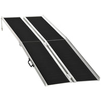 HOMCOM 8' Wheelchair Ramp with Non-Skid Layering - Black-Sturdy and anti-corrosive aluminum alloy construction with super strength and durability 