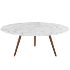 Modway Lippa 40" Round Faux Marble Coffee Table with Tripod Base - Walnut White-Mid-Century Modern Coffee Table
