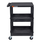 Luxor ENDURA 34" H Three-Tier Utility Cart - 24" W x 18" D - Black-Constructed with 100% recycled high-density polyethylene shelves for lasting durability