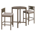 Modway Eleni 3-Piece Outdoor Teak Wood Bar Set - Weathered Grey Pebble-Teak Wood Furniture Set