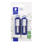 STAEDTLER 525 Eraser with Retractable Sleeve - 2 Pack-Minimal crumbling