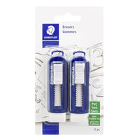 STAEDTLER 525 Eraser with Retractable Sleeve - 2 Pack-Minimal crumbling