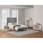 Manhattan Comfort DUMBO Modern Nightstand, Dresser Set and 5-Drawer Tall Dresser Set - White/Rustic Grey-Includes 9 Full Extension Drawers Designed in Vertical Textured Ribbed Lines.