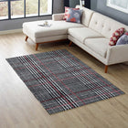 Modway Kaja Abstract Plaid Area Rug - 5 ft W x 8 ft L - Ivory Black/Red-Tight Low Pile Weave