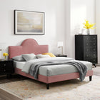 Modway Soleil Performance Velvet King Bed - Dusty Rose-Wood Slat Support System