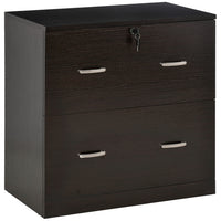 Vinsetto 2-Drawer Lateral Filing Cabinet with Lock - Espresso-2-drawer file cabinet accommodates hanging letter size files