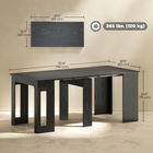 HOMCOM 23.6"-70.9" Rectangular Extendable Dining Table for 6-8 - Distressed Black-These panels can be placed under the table when not in use