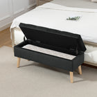 HOMCOM Upholstered Storage Ottoman Bench with Wooden Legs - Black-Hidden storage under lid keeps blankets and pillows tidy;