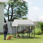 PawHut Outdoor Dog Kennel, Welded Wire Dog Run with Cover - 6' L x 6' W x 6' H-PE-coated cover offers waterproof and UV-resistant benefits