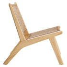 Modway Saoirse Woven Rope Wood Accent Lounge Chair - Natural Natural-Angled Legs and Crossbar Supports