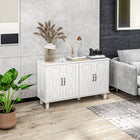 HOMCOM 47.2" L Buffet Cabinet with 4 Barn Doors and 2 Adjustable Shelves - White-Spacious desktop can hold TVs up to 55" 