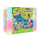 Crayola Goo All-in-1 Sensory Station - Unicorn-CRAYOLA UNICORN GOO SENSORY STATION: Includes 1 sensory goo station, 4 white Goo powders, 4 mix-ins (heart confetti, star confetti, sand, beads), 2 mini glitter glues, 1 unicorn slime display, 4 Mini Goo cups with lids, 4 labels, 4 ultra-clean washable markers, and 1 measuring scoop