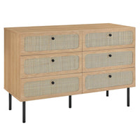 Modway Chaucer 6-Drawer Compact Dresser - Oak-Modern 6-Drawer Dresser