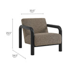 Modway Sereno Boucle Accent Chair - Earth Black-Rounded Solid Wood Armrests