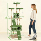 PawHut 68" H Multi-Level Cat Tree with Scratching Posts and Cat Condo - Green-Post made with the wear-resistant sisal rope for your cat's scratching and grooming needs 