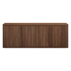 Hudson&Canal Vance Rectangular TV Stand for TV's up to 78" - Satin Walnut-Features four doors with built in handles and with enclosed cabinets including four interior shelves for ample storage