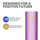 Ultimate Ears BOOM 4 Portable Waterproof Bluetooth Speaker - Enchanting Lilac-The plastic parts in the Ultimate Ears BOOM 4 wireless Bluetooth speaker include a minimum of 52% post-consumer recycled plastic by weight