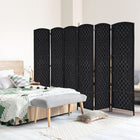HOMCOM 6 Panels Hand-Woven Freestanding Room Divider for Home Office - Black-Connected with dual directional hinges so this room divider can be adjusted to any angle
