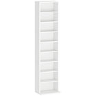 HOMCOM 9-Tier Media Storage Cabinet - 55.1" H - White-Holds up to 260 CDs in nine shelves