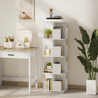 HOMCOM 4 Tier Rotating Bookshelf Tower - White Wood Grain-Narrow design maximizes storage while occupying minimal floor space