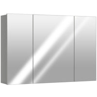 Kleankin Wall Mount Medicine Cabinet with Mirror - 35" W x 24" D - Grey-Wall-mounted design, takes up little space