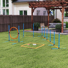PawHut 5-Piece Dog Agility Training Equipment Starter Kit with Carrying Bag-Thickened PE pipes and stable base ensure durability without ground stakes 
