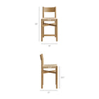 Modway Alvia Oak Wood Counter Stools With Woven Seats - Weathered Oak - 2 Pack-Woven Paper Rope Seat