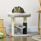 PawHut 19"  Activity Centre  Cat Tree with Sisal Scratching Post - Grey-Multi-level design, giving pets a higher spot to rest and observe their surroundings 