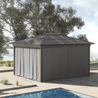 Outsunny 10' L x 10' W Gazebo Curtains with Zipper Doors, Hooks/C-Rings for Patio, Only Curtains - Light Grey-Made of tough and high -quality polyester fabric
