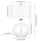 Hudson&Canal Laelia 24.75" Tall Table Lamp with Fabric Shade - Clear Glass/Brass/White-Product Dimensions: 15" L x 15" W x 24" H