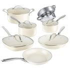 Gotham Steel 12-Piece Nonstick Ceramic Cookware Set - Cream-Gotham Steel cookware: trusted by 30m+ customers. new for 2023: stronger ceramic nonstick, cool-touch handles, tougher exterior, diamond reinforcement